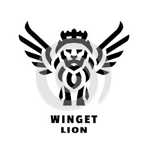 Lion with crown and wings, logo, symbol.