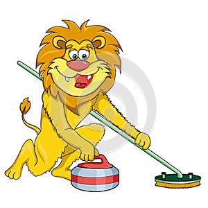 Lion curling. Cartoon style. image on white background. photo