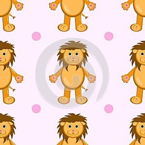 Lion cute seamless pattern, vector illustration background, animal cartoon pattern for kids