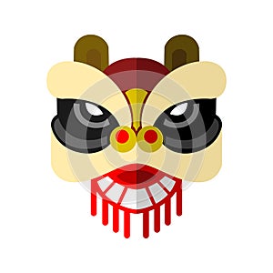 Lion Dance Head Chinese Vector Illustration Graphic