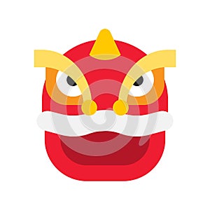 Lion dance head vector, Chinese lunar new year flat icon