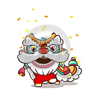 Lion dance vector illustration For use during various Chinese festivals such as Chinese New Year.