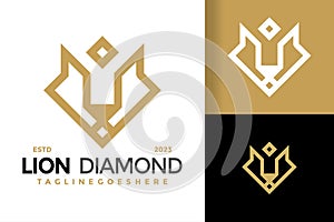 Lion diamond jewelry ogo design vector symbol icon illustration photo