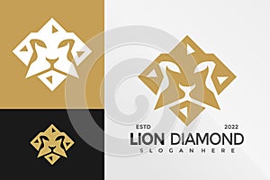 Lion Diamond Logo Design Vector illustration template