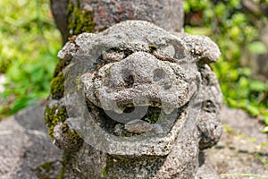 Lion-dog, or komainu, at Hanibe caves, Japan.