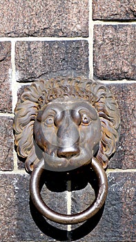 Lion door handle at cityhall in stockholm