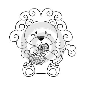 The Lion Eating Meat Colorless