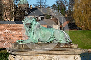 Lion at the entrance of Rosenborg Castle in Copenhagen (DK