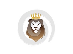 Lion face and Head with golden Crown Logo