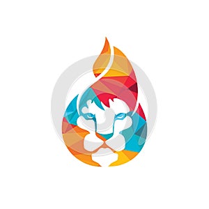Lion fire vector logo design template.