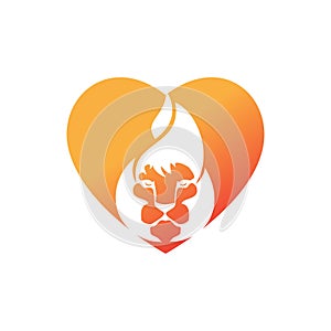 Lion fire vector logo design template.