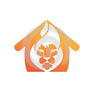 Lion fire vector logo design template.