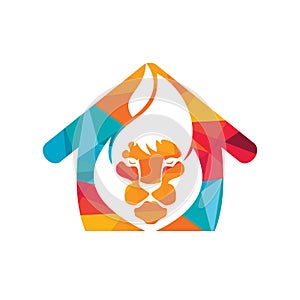 Lion fire vector logo design template.
