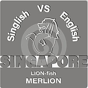 LION-fish MERLION. SINGAPORE.