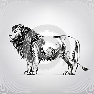 Lion in a floral ornament. vector illustration