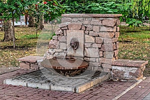 The Lion Fountain on Bulvar Flotskiy Boulevard in Mykolaiv, Ukraine