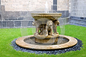 The Lion fountain in the courtyard of the Maria Laach abbey in G