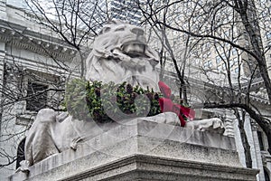 Lion in front of Library