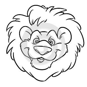 Lion funny Head red mane Emblem cartoon