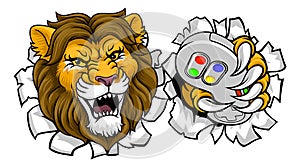 Lion Gamer Video Game Animal Sports Team Mascot