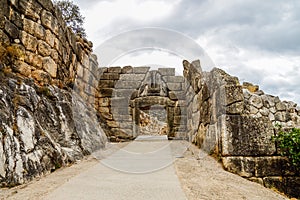 The Lion Gate at Mycenae, Argolidam Greece. Travel