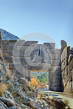 Lion Gate in Mycenae, Greece photo