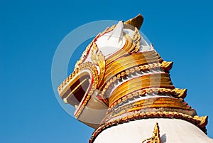 Lion guard statues in Wang Wiwekaram Thai temple, Sangklaburi, K