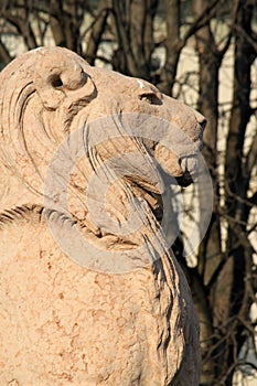 Lion guarding Brunswick monument, Alps garden, Geneva, Switzerland