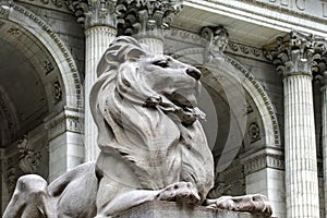 Lion guarding the New York Public Library (USA