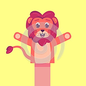 Lion hand Puppet. Hand drawn style