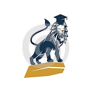 Lion Hat College Logo Design Symbol Illustration Isolated