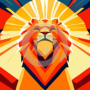 Lion head in abstract style. Vector illustration for your design. AI Generated photo