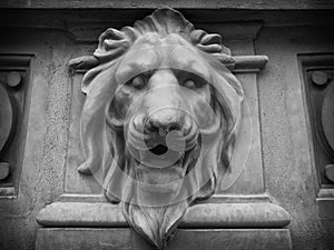 Lion head bass-relief