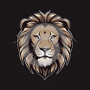 lion head on black background, logo, design, illustration, wild animals