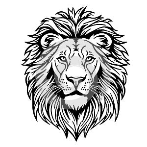 Lion head cartoon hand drawn sketch Vector illustration Safari animals