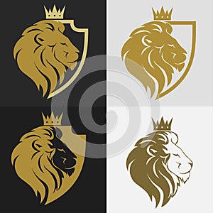 Lion head with crown logo