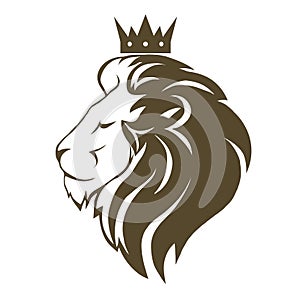 Lion head with crown logo photo