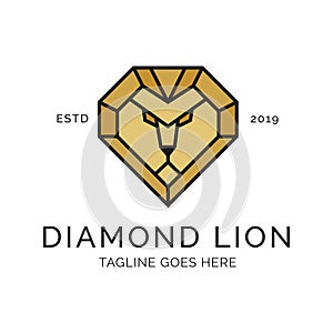 Lion head diamond Logo Design Inspiration, Vector illustration