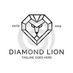 Lion head diamond Logo Design Inspiration, Vector illustration