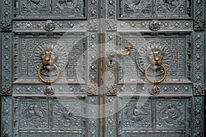 Lion Head Door Ancient Knocker in Cologne Cathedral,Germany