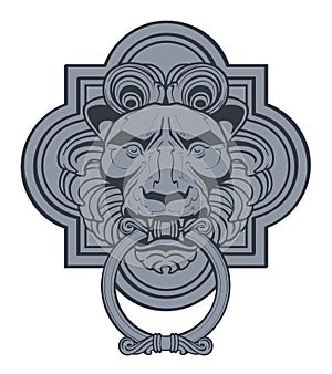 The Lion Head Door Knocker Vector Graphic