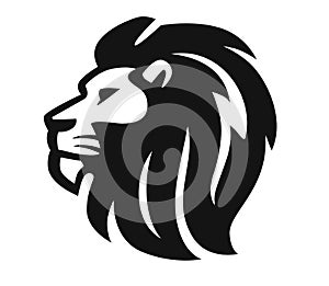 Lion head emblem on white background