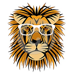 Lion head face in the glasses vector illustration flat
