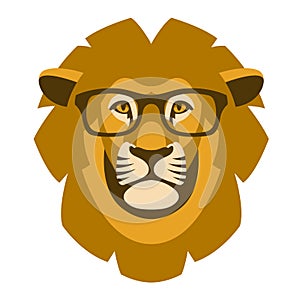 Lion head face in the glasses vector illustration flat