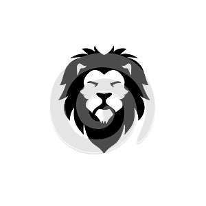 Lion head fron face logo icon vector illustration