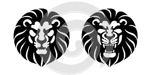 Lion Head front view logo vector design template icon illustration