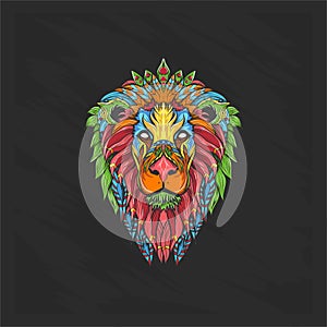 Lion head full colour with floral style suitable for print and shirts design