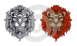 Lion head furious vectoor illustration, editable and detailed