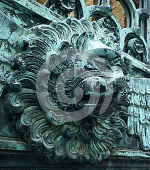 Lion Head on a gate at Hohenzollern Castle