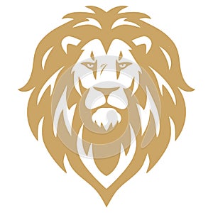 Lion Head Gold Golden Logo Mascot Vector Illustration Design